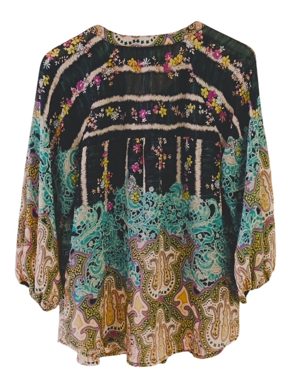 Figueroa & Flowers Boho Floral Paisley Blouse Top L - Picture 3 of 5